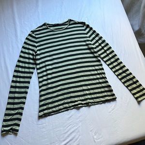 PROENZA SCHOULER black green striped cotton long sleeve knit T-shirt